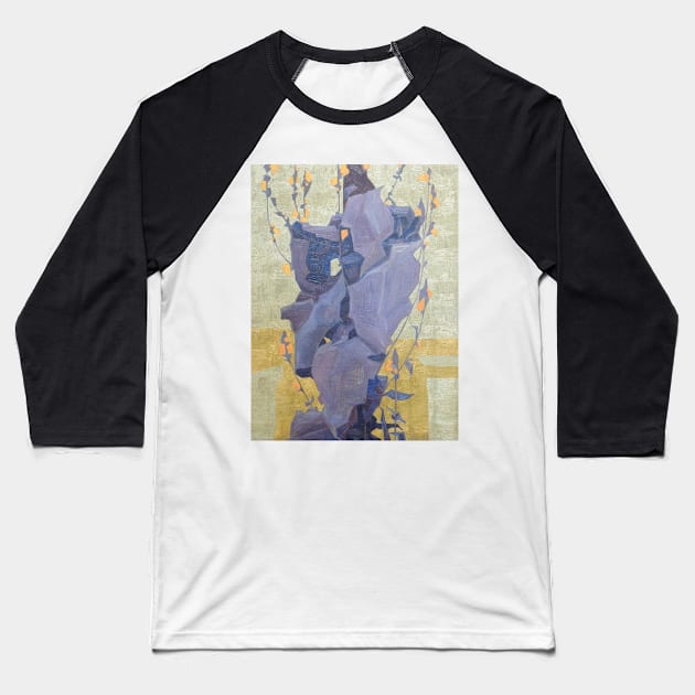 Egon Schiele- Stilisierte Blumen vor dekorativem Hintergrund Baseball T-Shirt by SybaDesign